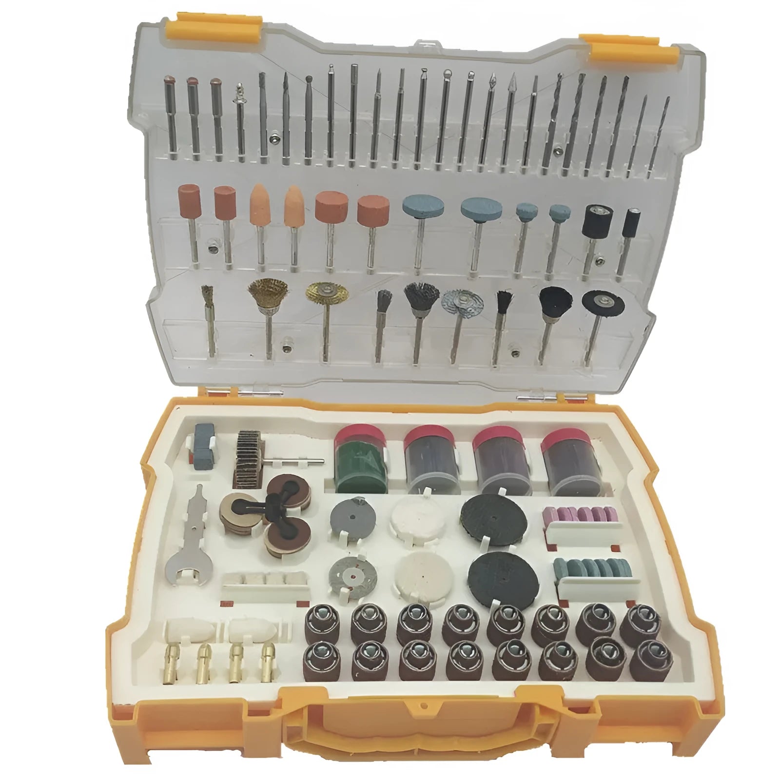 302-piece electric grinding accessories box with cutting, polishing and carving tools for rotary tools