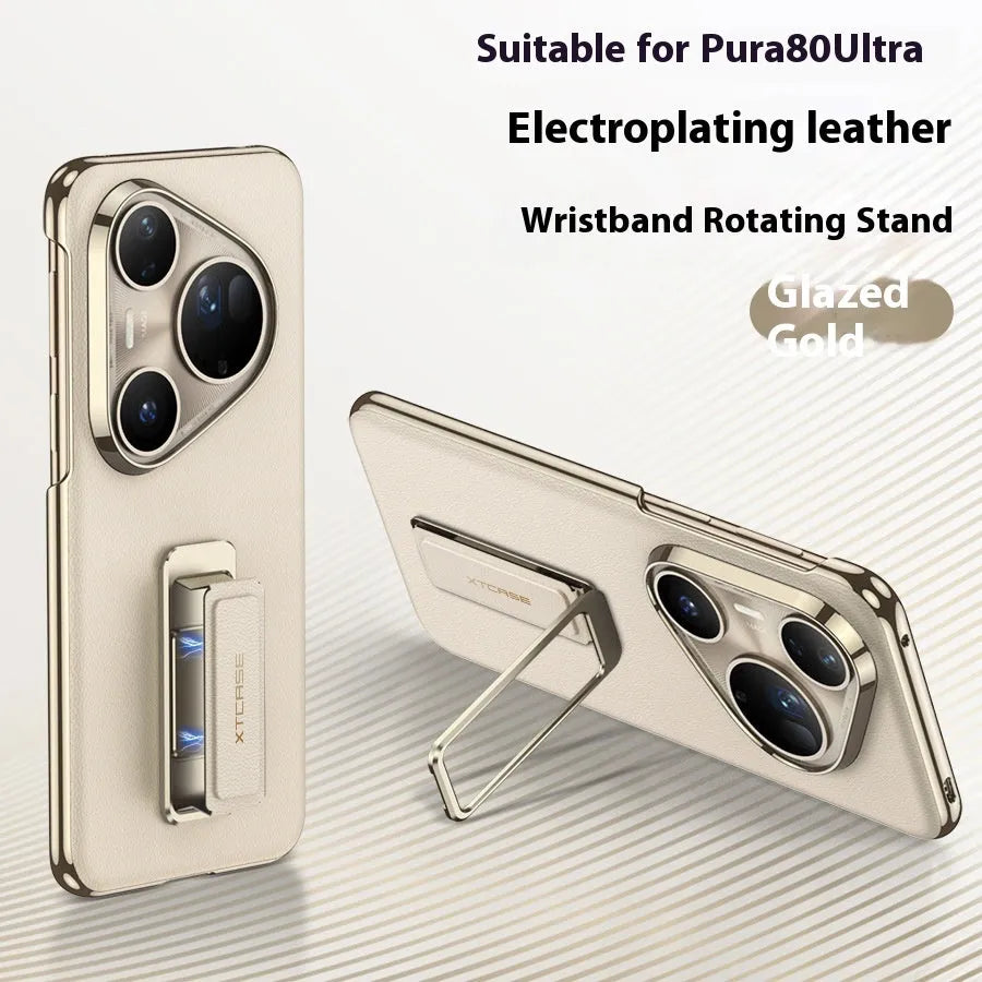 Huawei Pura80 phone case with rotating wrist strap in imitation leather