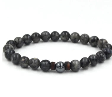 Premium men's black volcanic stone bracelet with unique, durable design and adjustable fit