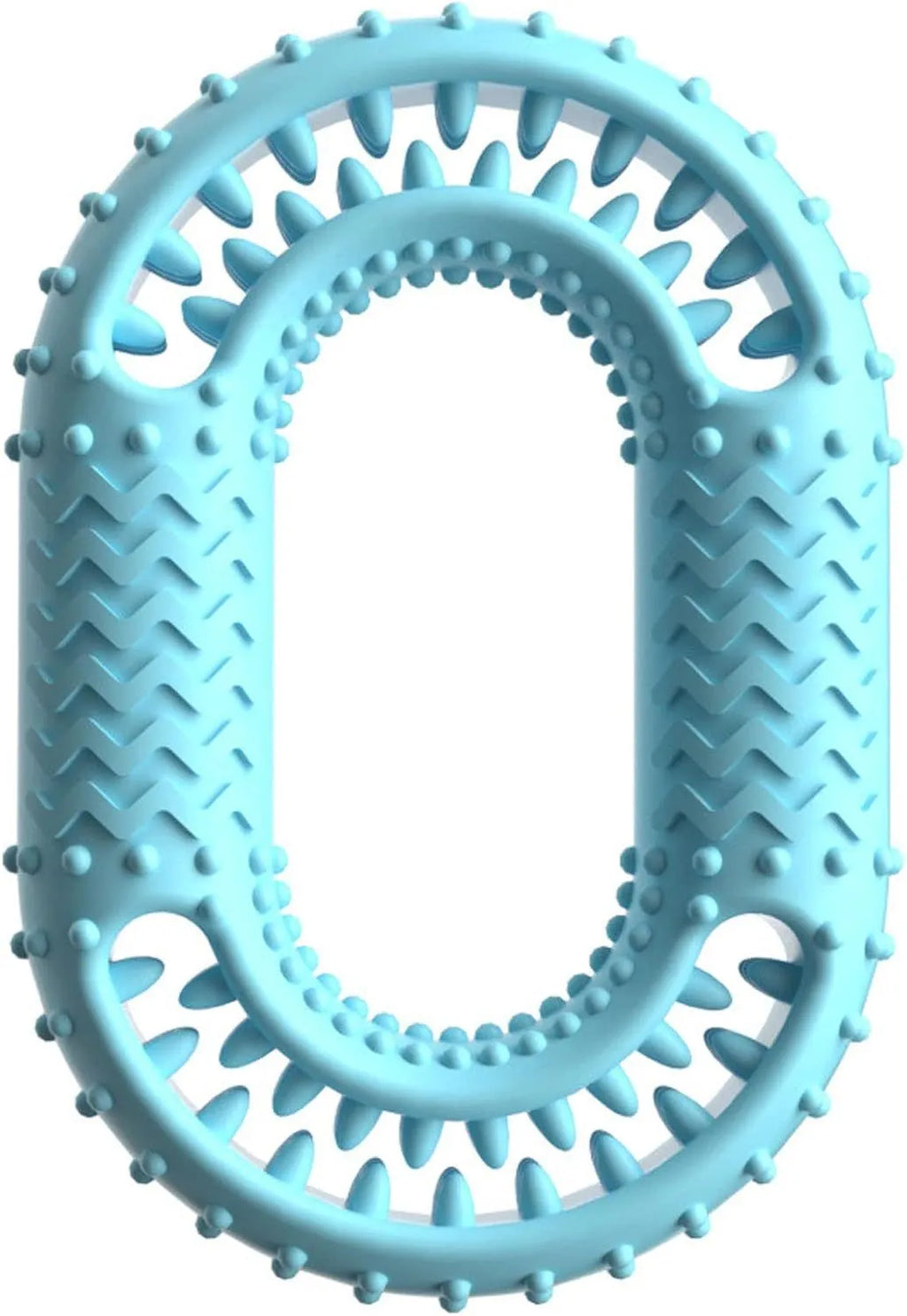 Blue O-ring shaped dog chewing toy for aggressive chewers and dental care