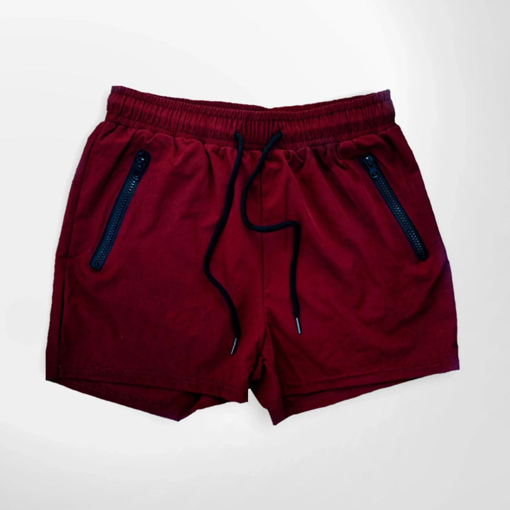 Men's blue quick-drying polyester sports shorts with a mid-waist casual design