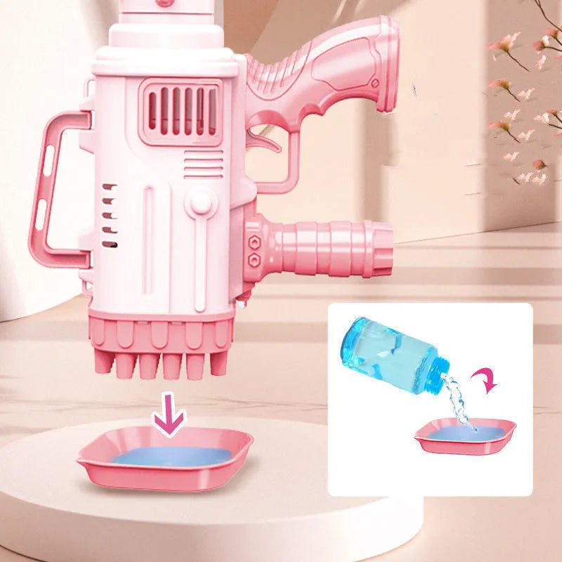 32 holes bazooka bubble machine electric children's toy bubble gun in cherry pink or sky blue