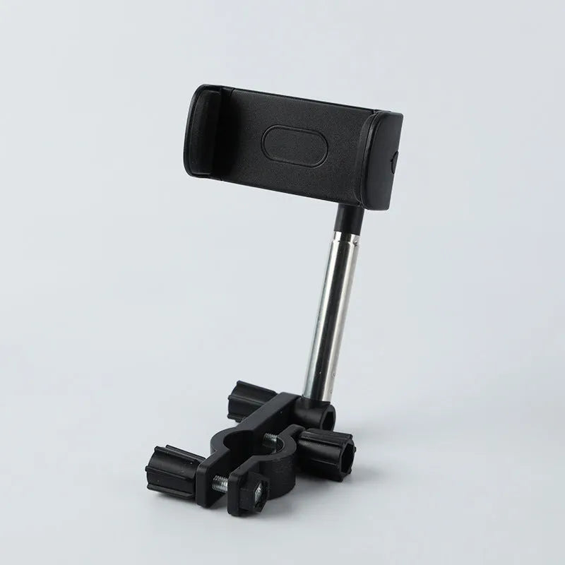 Black car dashboard mobile phone holder showing 360-degree rotation mechanism and foam padding