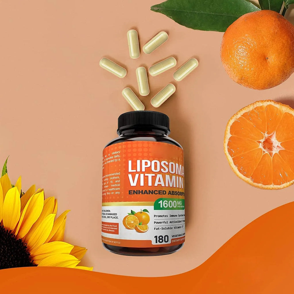 Vitamin C capsules supplement box with 180 pieces, adult use, normal temperature storage, vitamin C main raw material