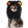 Black and white pet cat lion headgear wig hat costume in small, medium, large sizes