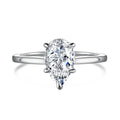 Sterling silver closed ring with pear-shaped zircon inlay and electroplated geometric band