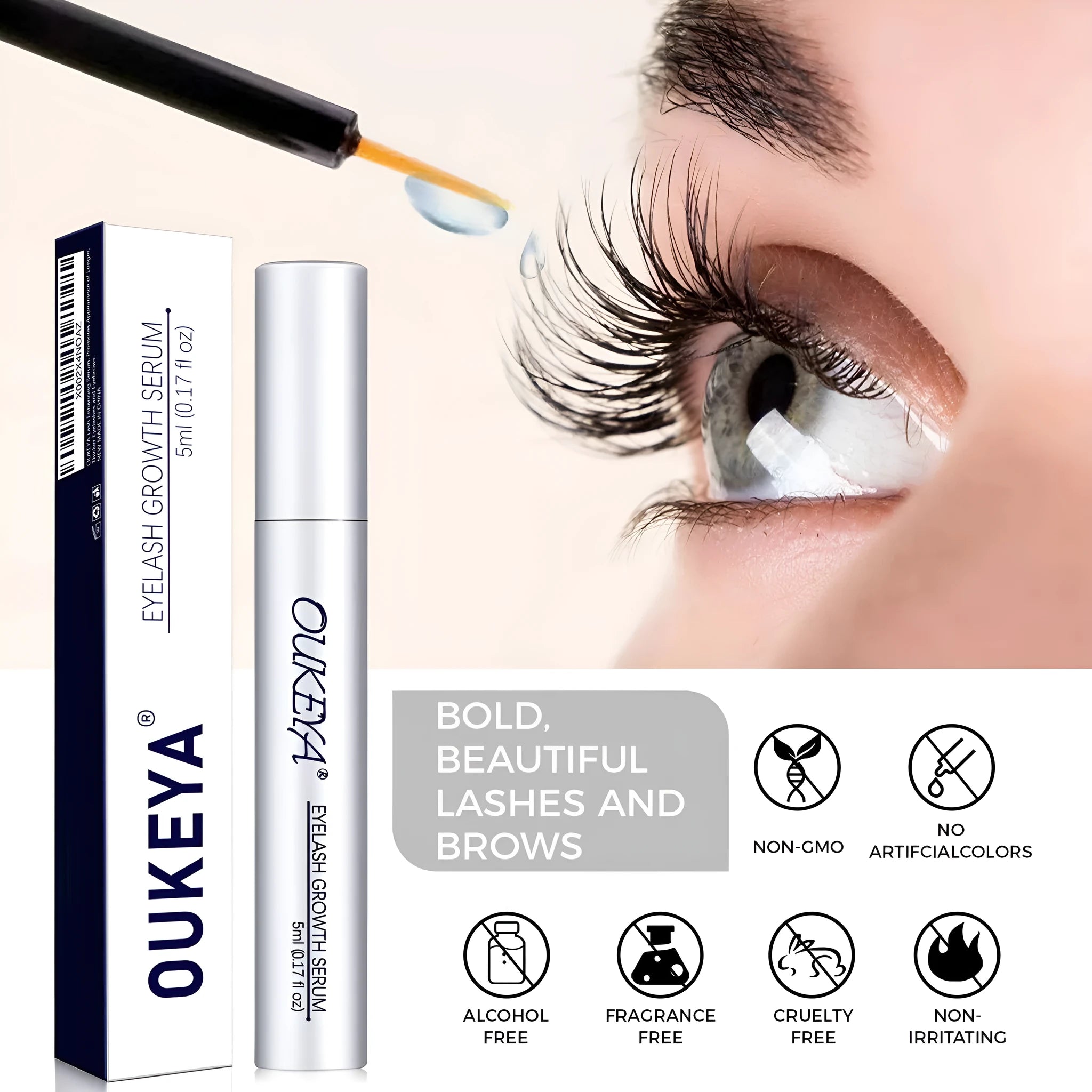 Silver 5ML bottle of eyelash growth essence nutrient solution for lash care and gentle repair