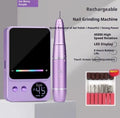 Rechargeable electric nail polishing machine in purple or dark grey with USB charging, one nail buffing machine set