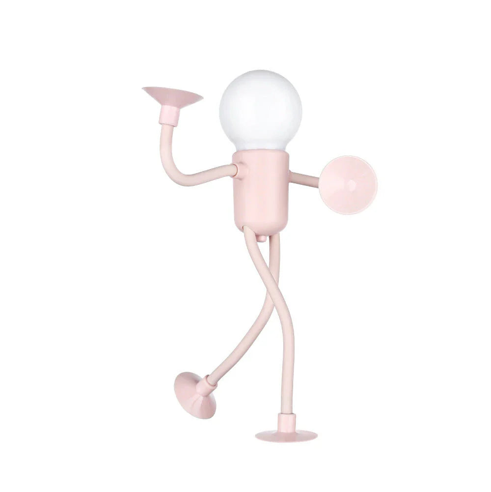 A versatile sportsman-inspired night light that can be posed in various positions and adheres to smooth surfaces with a vacuum suction cup base