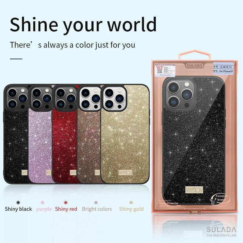 Star Diamond half-wrap phone case for Apple iPhone in Socialite Black colour with glitter finish