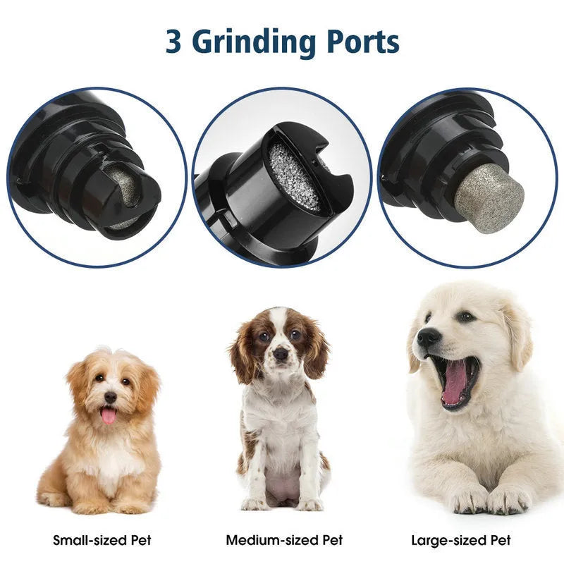 White Second Gear Pet Nail Sharpener with 150 mesh emery head, ABS body, 13.93cm long, for dog nail trimming.