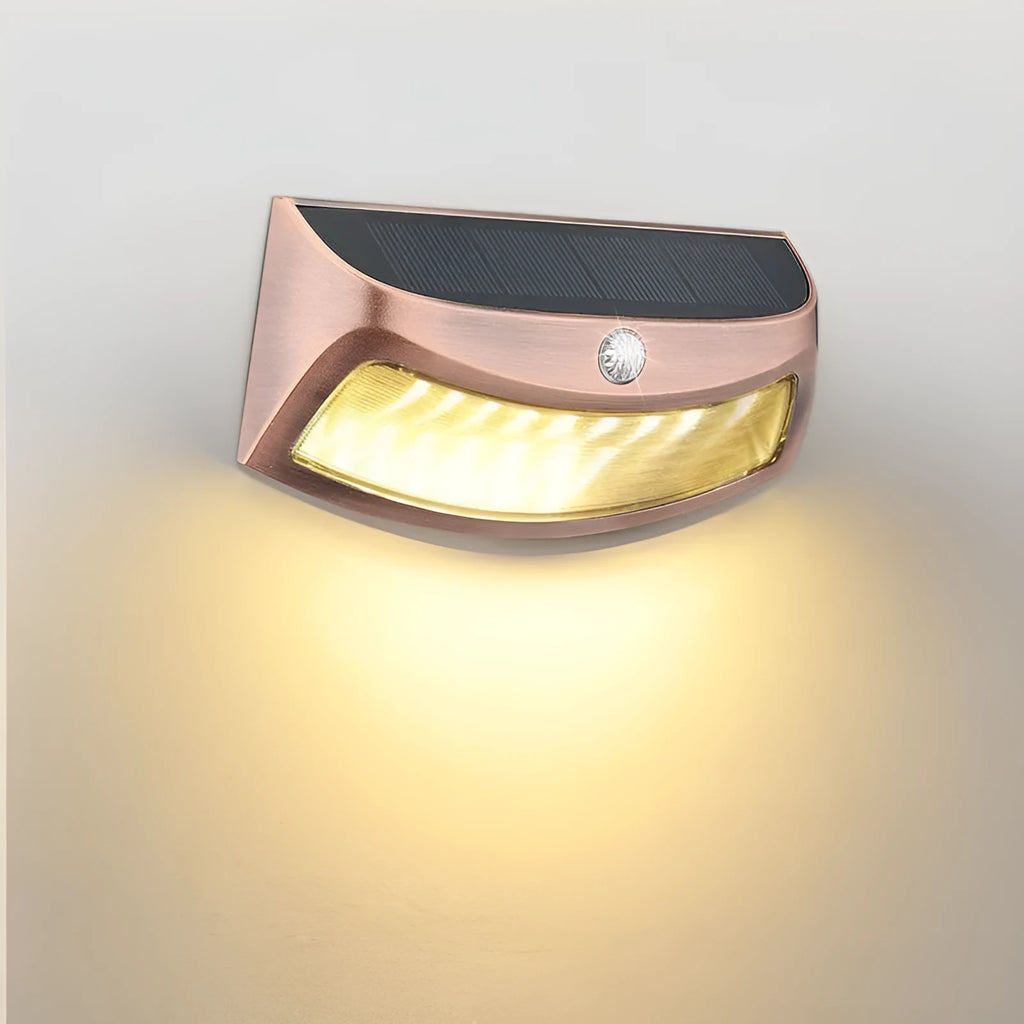 Solar-powered smiling face wall lamp for outdoor garden and courtyard lighting