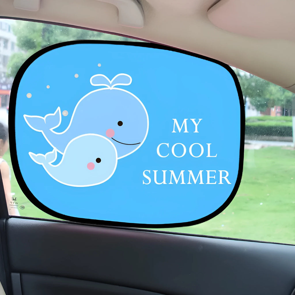 Electrostatic car side window sunshade with animal pair options on nylon mesh