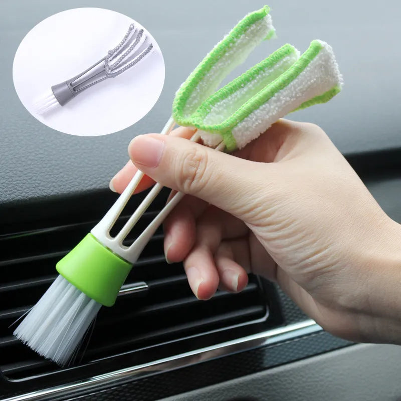 Double head gap brush with ABS handle and superfine fibre head, 18x5x2cm, for air conditioner cleaning