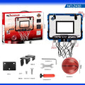 Red folding basketball frame with suction cup mount showing dual-use dunk and ball rack functions