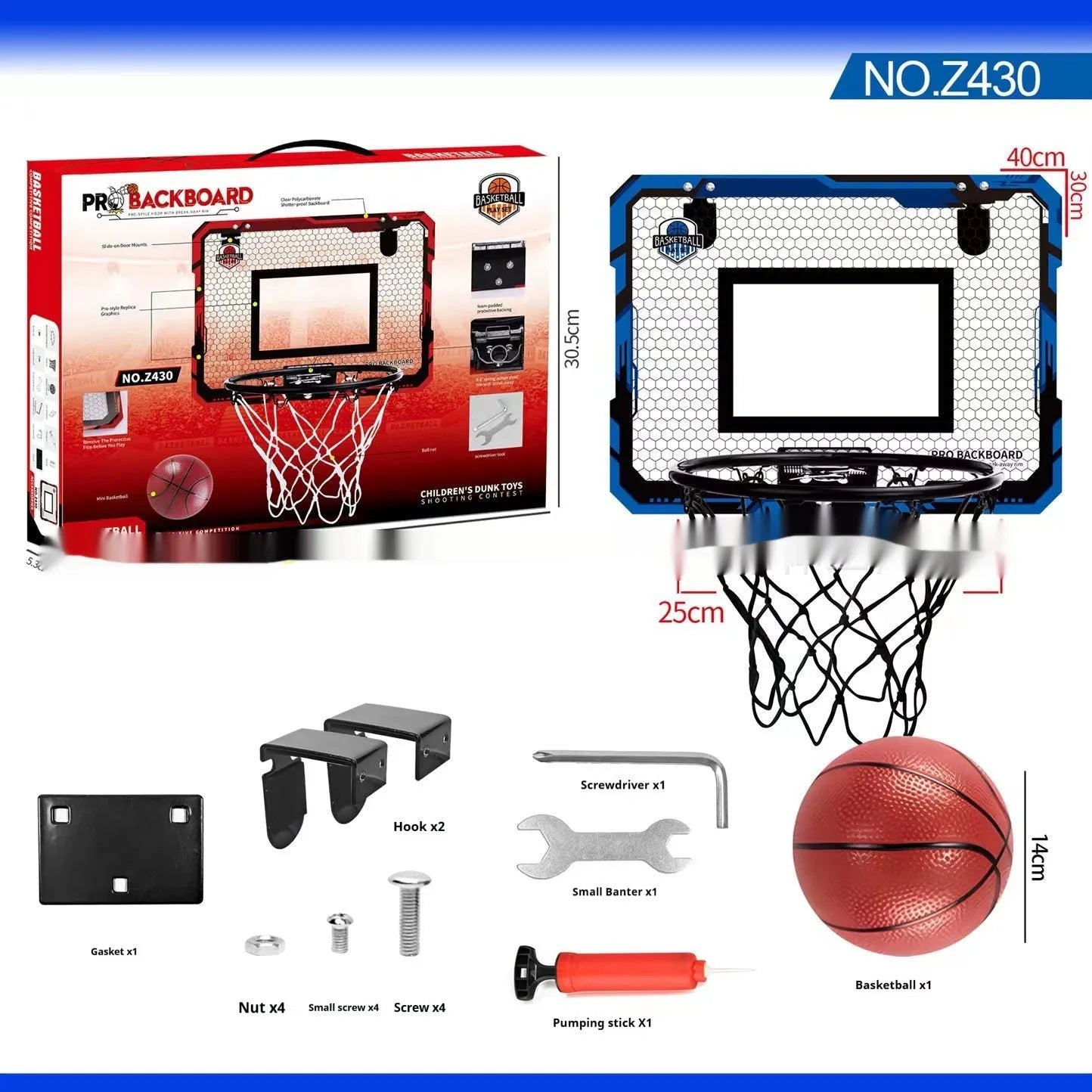 Red folding basketball frame with suction cup mount showing dual-use dunk and ball rack functions