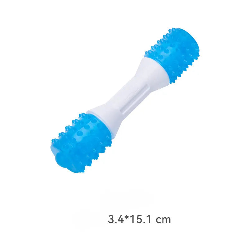 Dual-colour puppy teething chew toy made from PU rubber for dogs aged 2-8 months