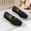 Women's non-slip soft bottom loafers in black or beige, PU upper, round toe, sizes 36-41