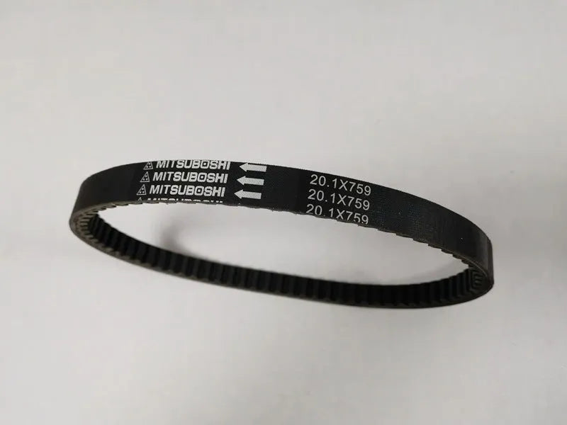 Black replacement drive belt for Guangyang Jili GP110 and Fengli VP110 pedal motorcycle models