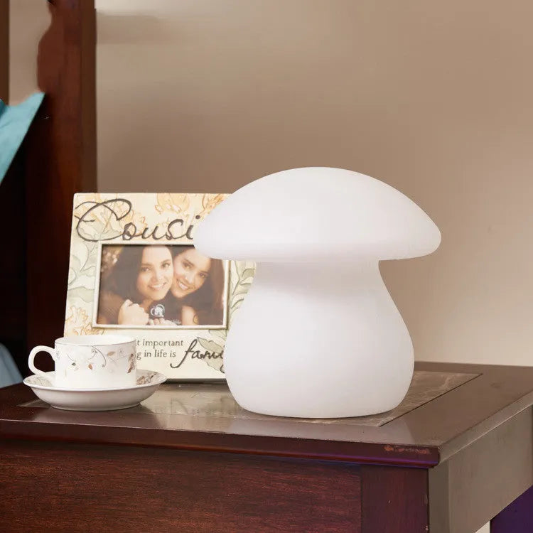 Rechargeable LED mushroom night light with remote control waterproof plastic desk lamp in picture color