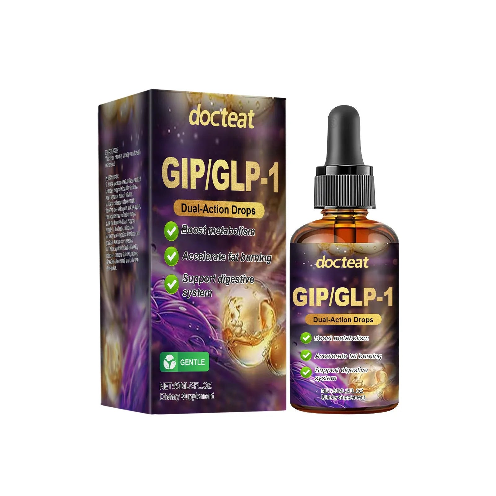 60ml glass bottle of Balance Relieving Discomfort liquid supplement drops with a plastic pipette dropper.