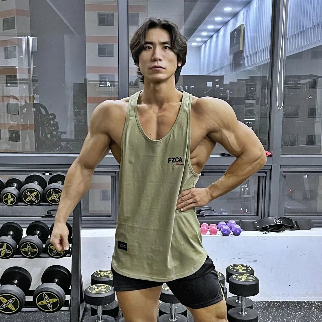 Men's cotton muscle vest for summer fitness training and running activities