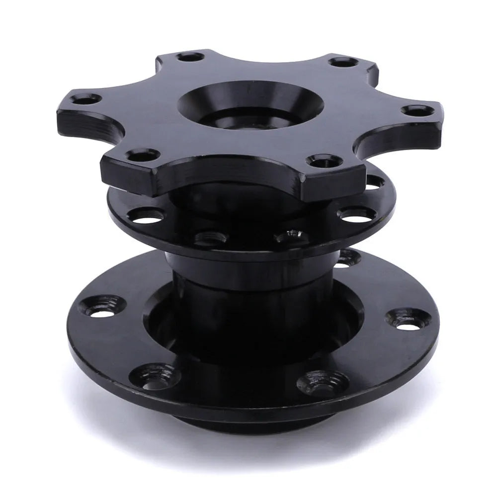 Car quick release steering wheel adapter in five colour options: black, red, blue, silver, gold