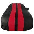Ford Mustang car cover with elastic hem in light grey colour made from silk polyester fabric.