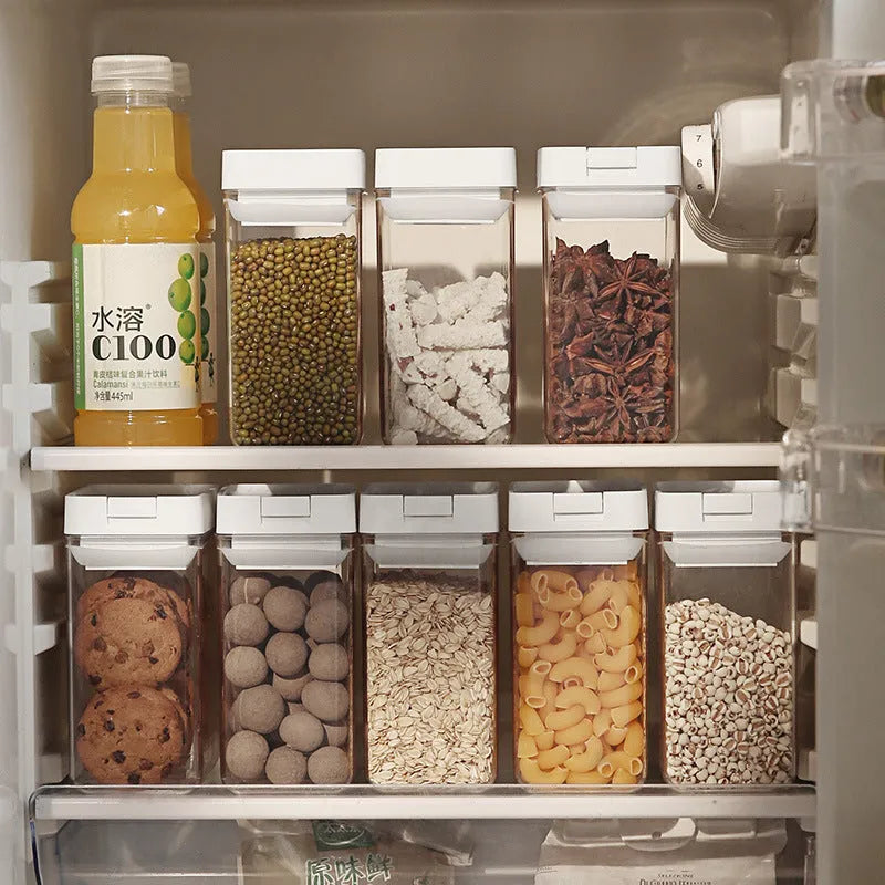 White transparent plastic grain storage container with Japanese design, 400 ml capacity