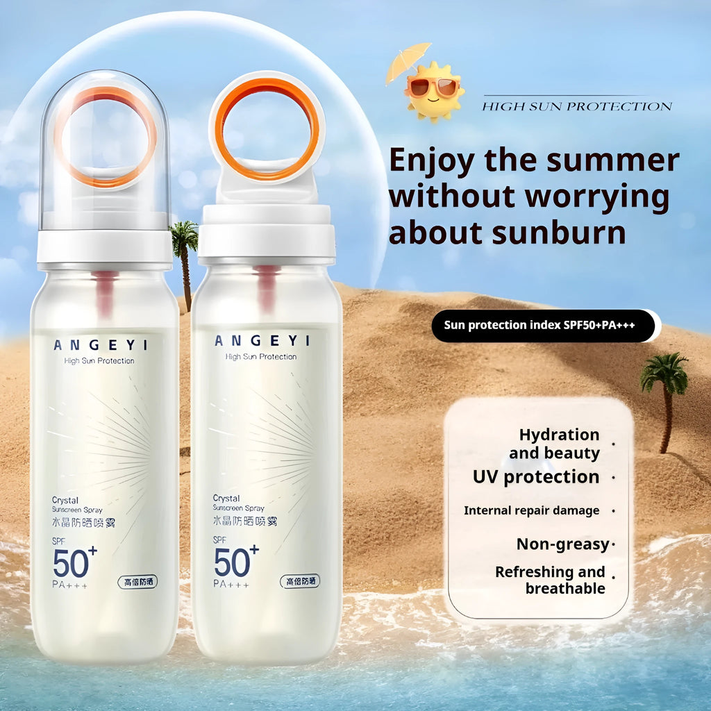 Crystal sunscreen spray SPF50 bottle with 90ml content for military training UV protection