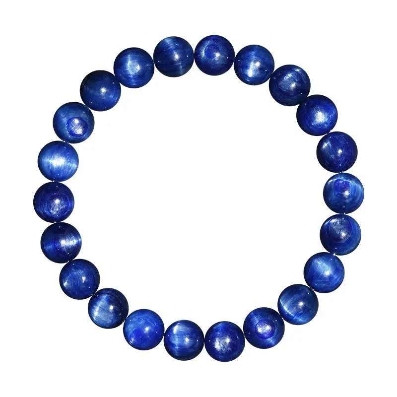 Natural blue crystal ball bracelet with geometric design and traditional ruyi charm
