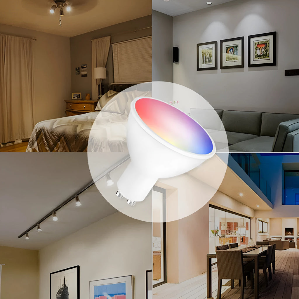 Smart GU10 RGBCCT LED spotlight with wifi control and adjustable colour temperature
