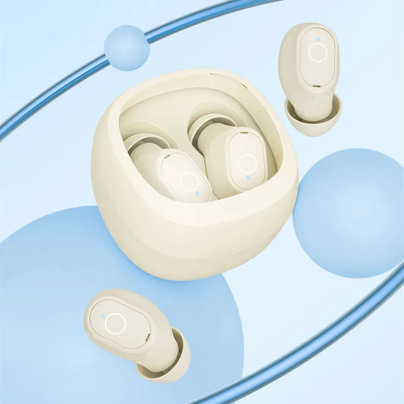 Wireless Bluetooth space capsule in-ear headset in black, white, or skin colour with ABS body