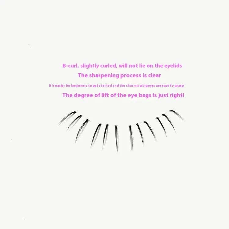 Kitten's Paw false eyelashes showing 12 rows of long, spiky tail lashes on a sheer band.