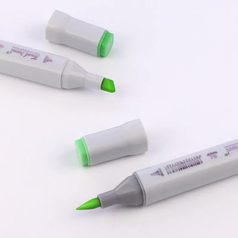 48-colour oily soft-tip marker set with square rods, round and oblique head tips for hand-painted design