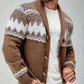 Women's solid colour long-sleeved knitted cardigan coat sweater in polyester blend, jacquard craft, casual spring autumn style