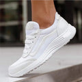 Lace-up sports style low-top shoes for women, rubber sole, mesh lining, mid-top, available in white black pink