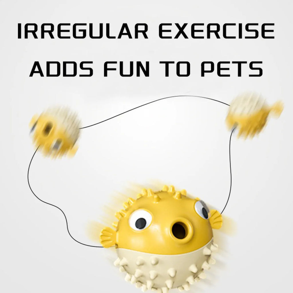 Yellow durable vinyl fish-shaped dog chew toy with squeaker for aggressive chewers.