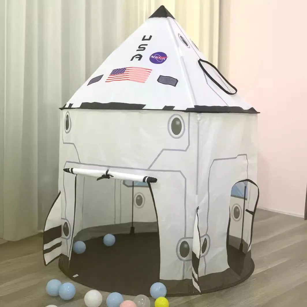 Foldable children's fabric play tent set with tunnel and triangle in robot three-piece colour for ages 4-6