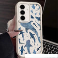 Shark print silicone phone case for Samsung Galaxy, shockproof and drop-proof, in black colour
