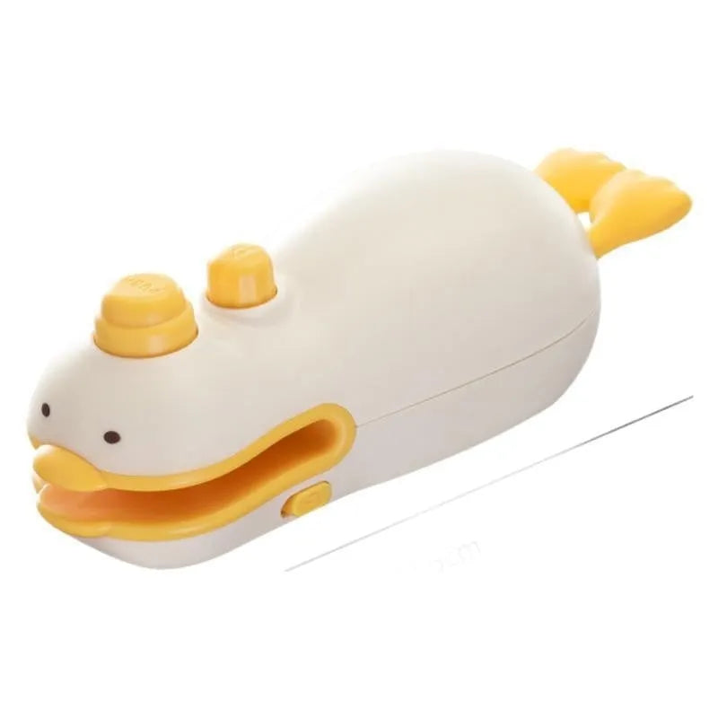 Small yellow duck-shaped rechargeable sealing machine with animal jacquard pattern