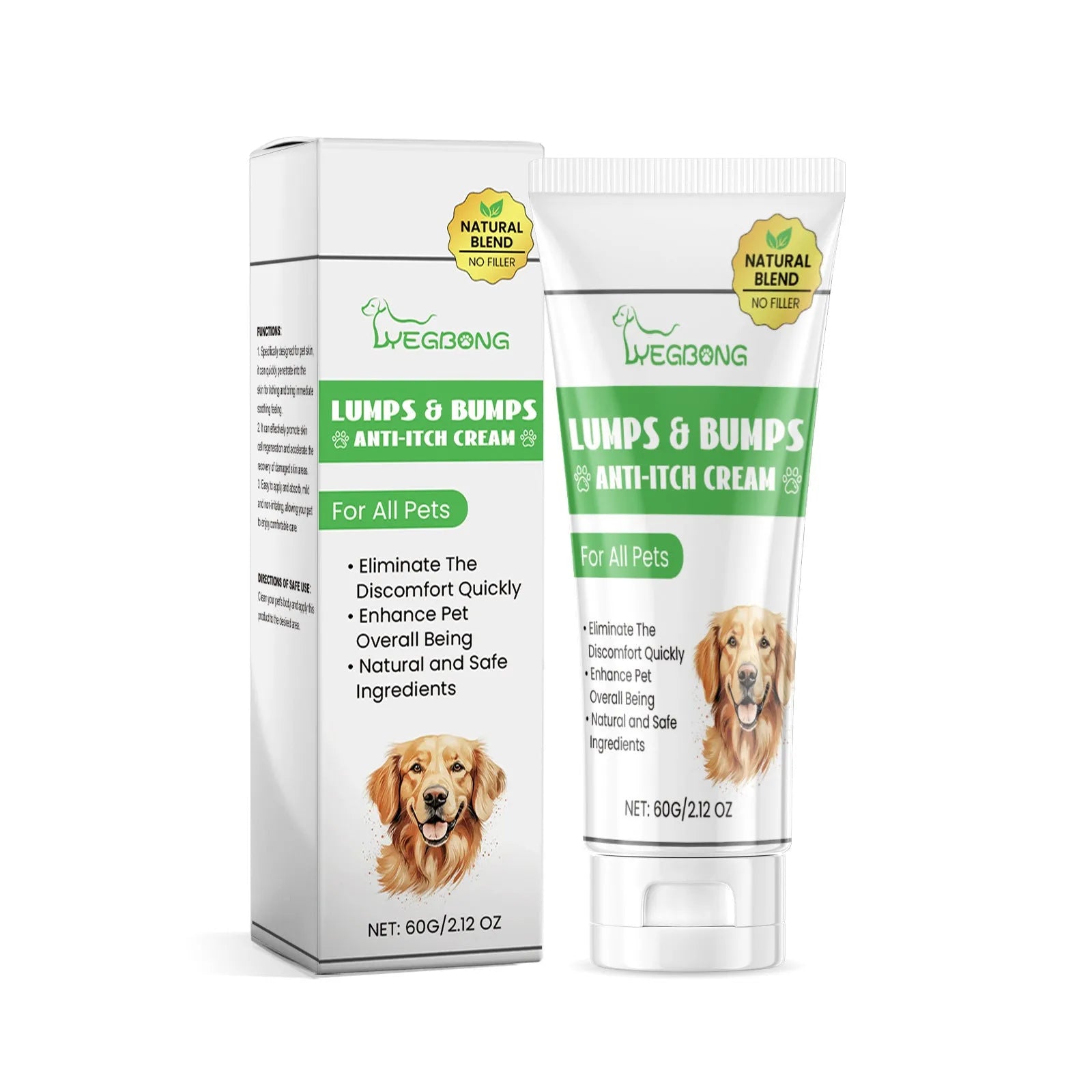 60g tube of pet antipruritic cream for cats with natural extracts.