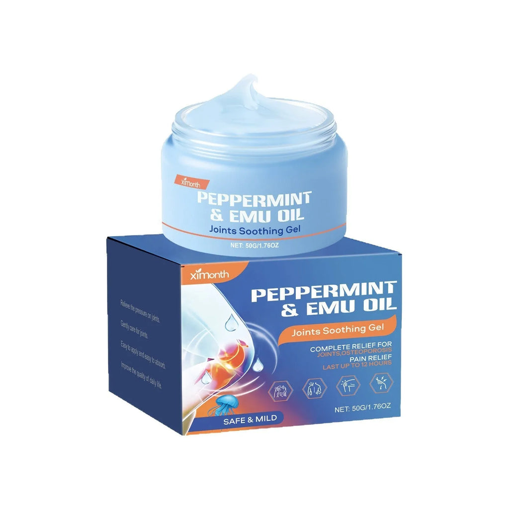 50g tube of joint soothing gel with menthol, mint leaf and emu oil for muscle and joint relief
