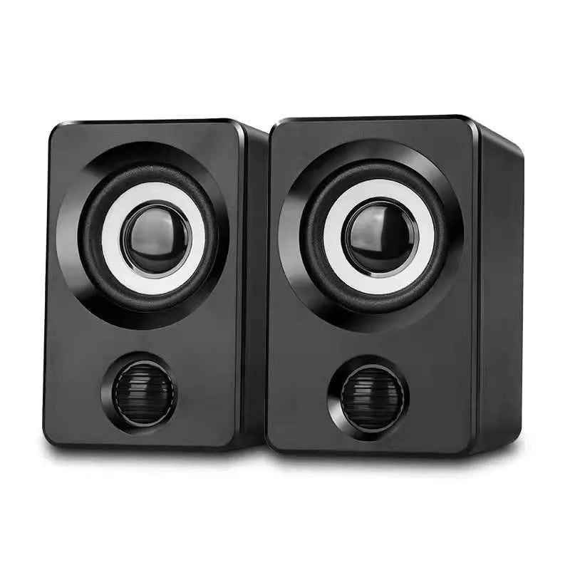 Pair of USB mini multimedia wired plastic speakers in A2 VIP Version Black with 2 channels and 60Hz-15KHz frequency range