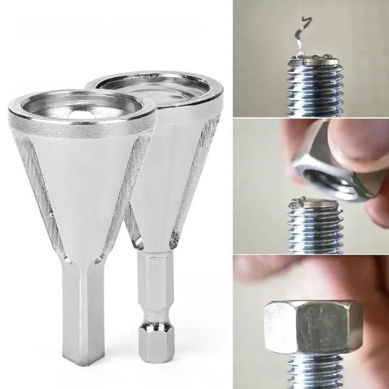 High-speed steel hexagonal three-groove deburring tool for drill bits in black finish