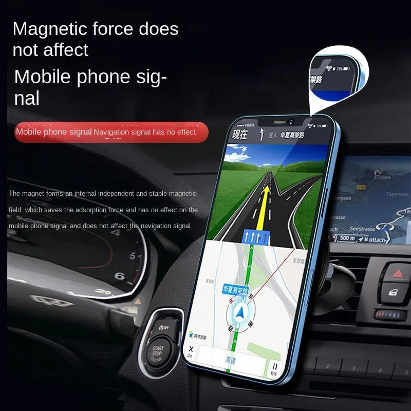 Black aluminium alloy magnetic car air vent phone holder for mobile devices
