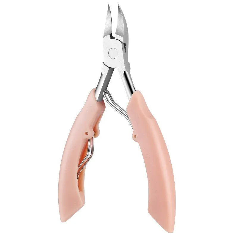 Bevel nail groove clippers in black, red, blue, pink, and white colours made from plastic stainless steel.
