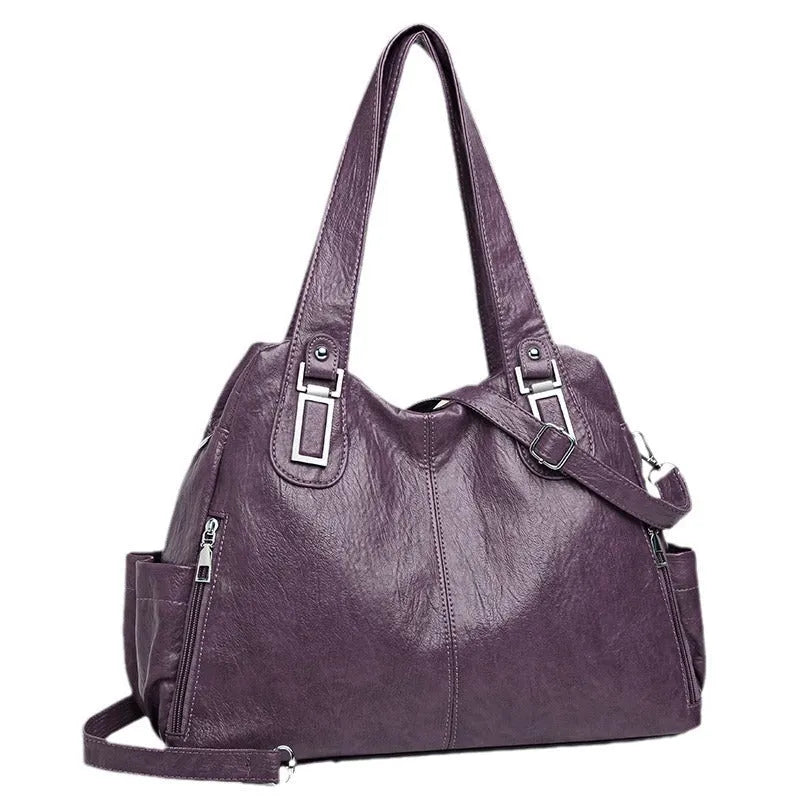 Square vertical women's tote bag in soft PU material with a single shoulder strap, shown in a light brown colour.