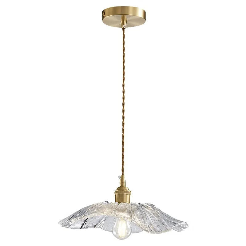 Nordic Lotus Leaf pendant lamp with green glass shade and iron frame