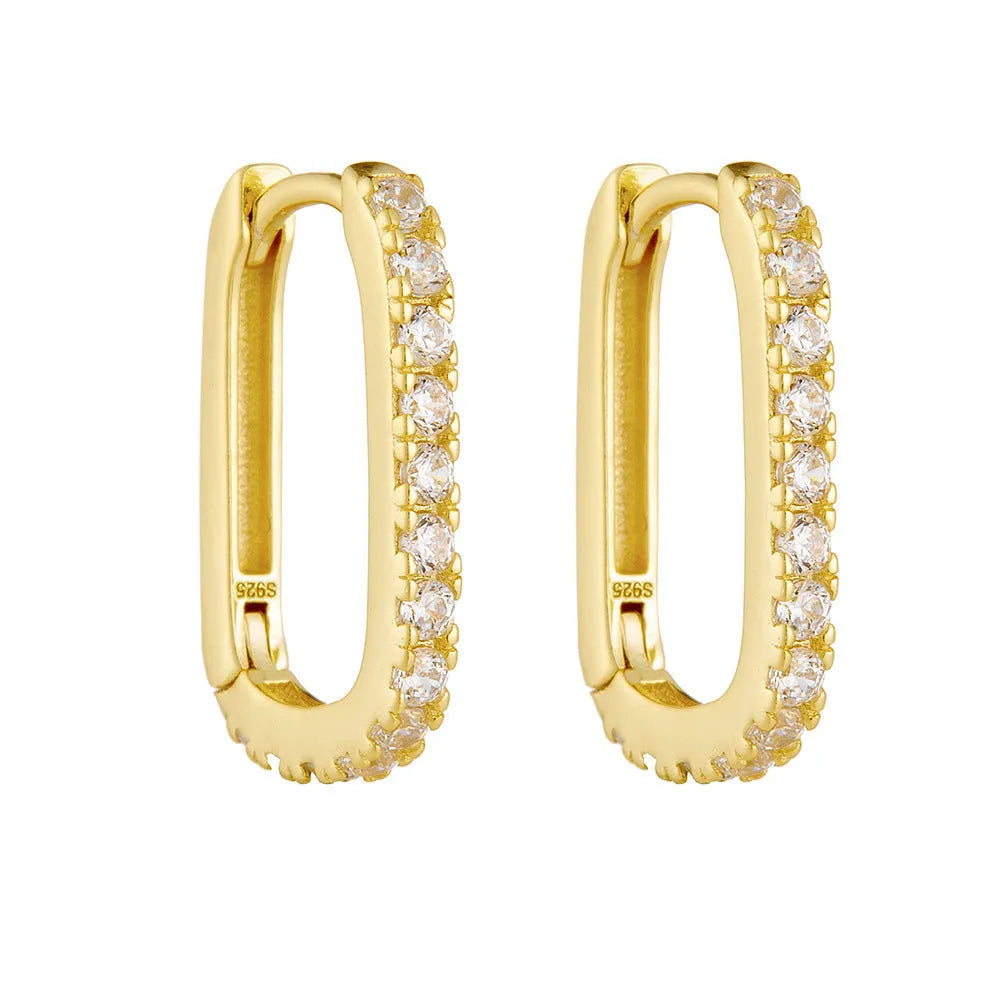 S925 sterling silver oval geometric ear clip earrings in white and yellow colour options